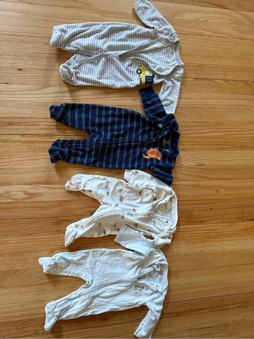 Carter's Navy, White and Cream Baby Footed Sleepers - 4 Pack